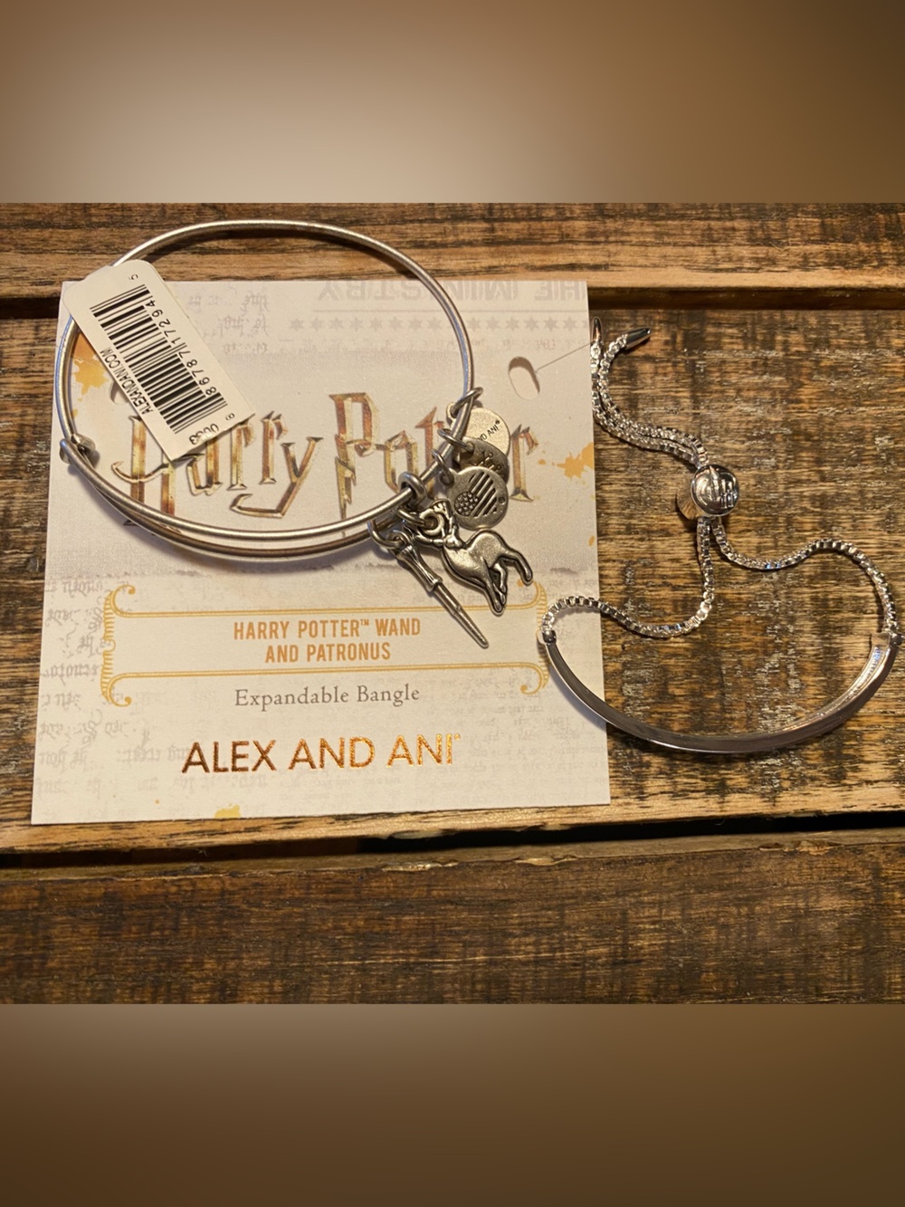 Alex and Ani Silver Harry Potter “Wand and Patronus” Bangle and Bracelet Set